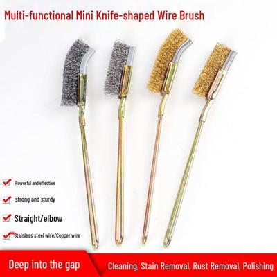 Brosse métallique en acier inoxydable à tête coudée et manche en fer pour l'élimination de la rouille