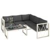 Four-Piece L Shaped Garden Furniture Set with 5-Level Adjustable Lounger - Grey