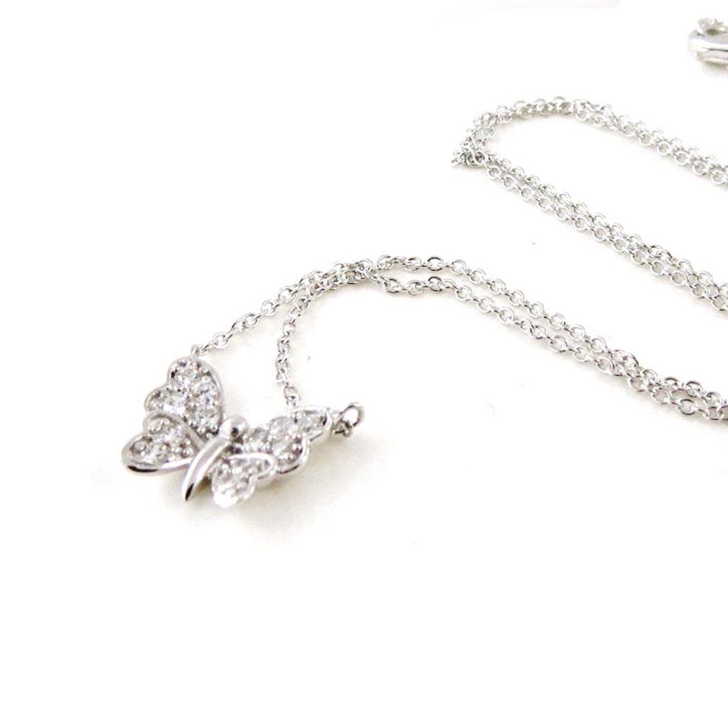 Les Trésors De Lily [I9890] - Collier Argent 'Papillon' blanc argenté (rhodié) - 10x12 mm