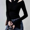 Winter High-end Sense, Light Luxury Fashion, Special Temperament, High-grade Black Neck-hanging Knitted Top for Women