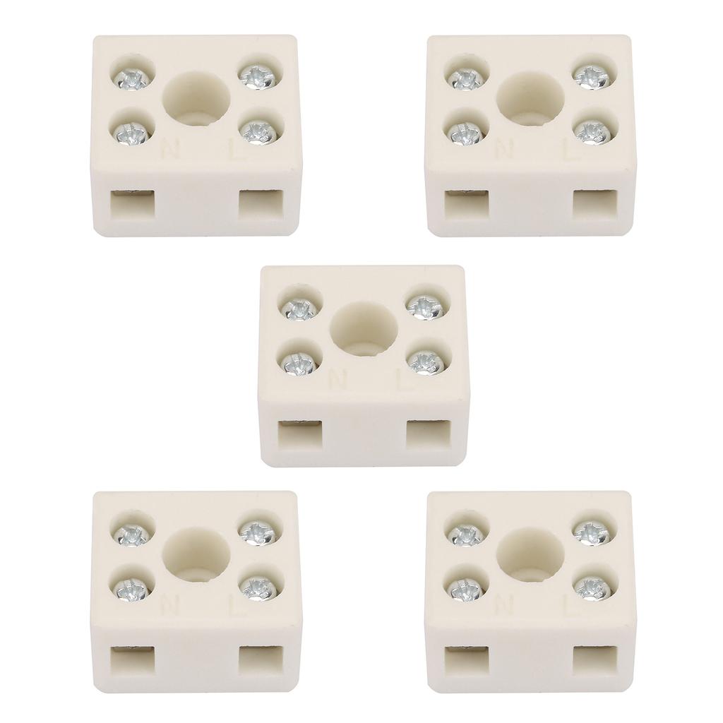 5Pcs High Quality Wire Connector 2 Position 5 Hole Ceramic Wiring Terminal Block