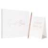 9x7" Signature Guest Book Elegant Wedding Guestbook Memory Book with Diamond Signing Pen and Greeting Card for Wed Birthday