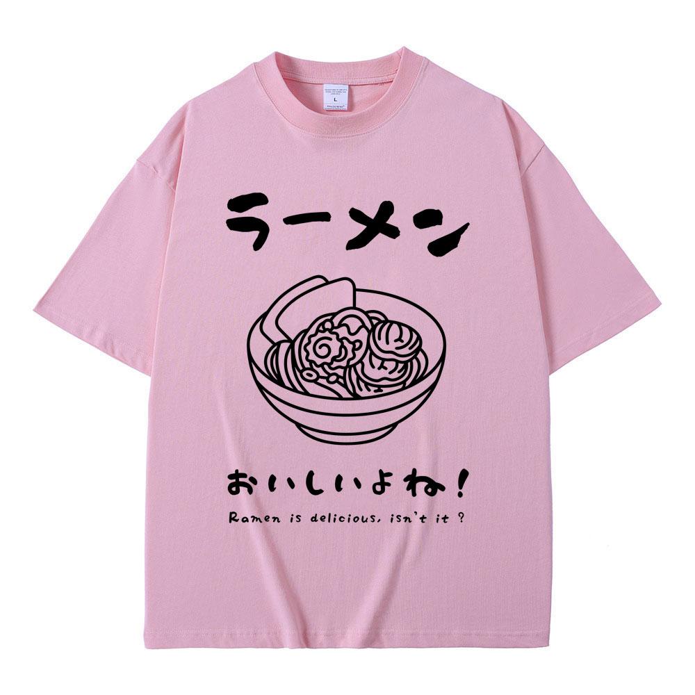 RaUnisex T Shirt Food Lover Kawaii Japanese Style Streetwear Foodie Noodle Tshirt Unisex Women Cotton Oversized Short Sleeve Tshirts S
