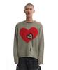 Opeunyadeu(Owai) Heart Stitch Destroyed Knit - Khaki