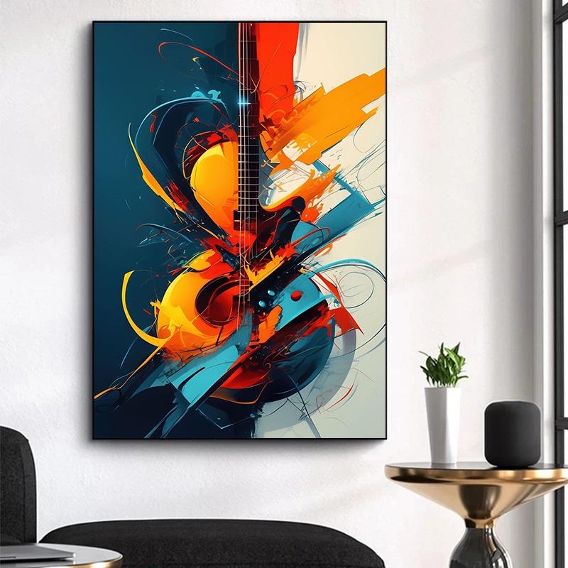 Musical Instruments Guitar Saxophone Piano Clarinet Abstract Posters Prints Canvas Painting Wall Picture for Living Room Decor