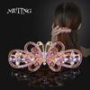 Korean Style Large Butterfly Crystal Hair Clip for Women - Elegant Rhinestone Headwear Accessory