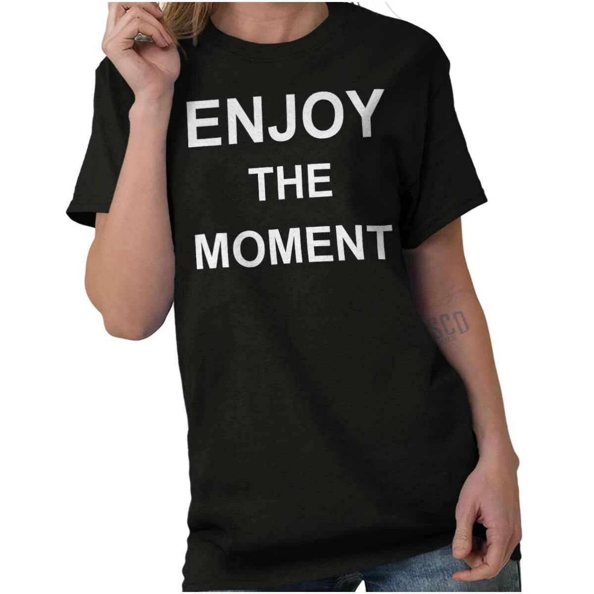 Enjoy The Moment Yoga Positive Quotes Gift Womens Graphic Crewneck T Shirt Tee XL