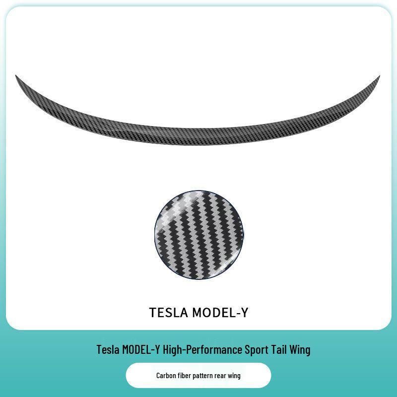 Tesla Model Y/3 Carbon Fiber Rear Wing: Enhances Performance, Reduces Wind Resistance, No Drilling Required.