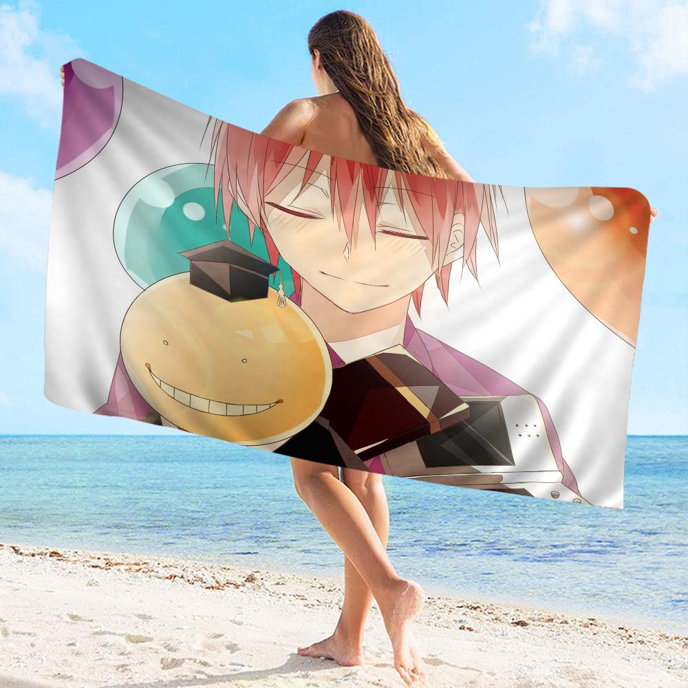 A-Assassination C-Classroom Bath Towel Microfiber Soft Water Absorbing Breathable For Girl Kids Decorative Cartoon Beach Towel