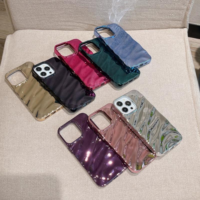 3D Electroplated Wrinkle Pattern Phone Case for iPhone 16 Pro Max, Compatible with Apple 15/14/13, Premium Feel