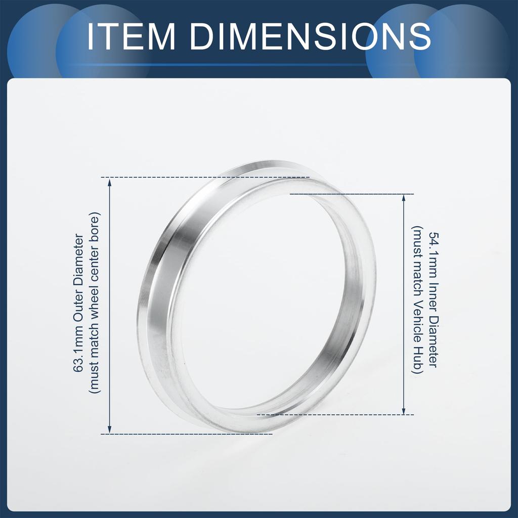 INFINAUTO Hub Centric Rings 54.1mm Inner To 63.1mm Outside Diameter Vehicle Wheel Hub Rings Aluminum Alloy 4pcs