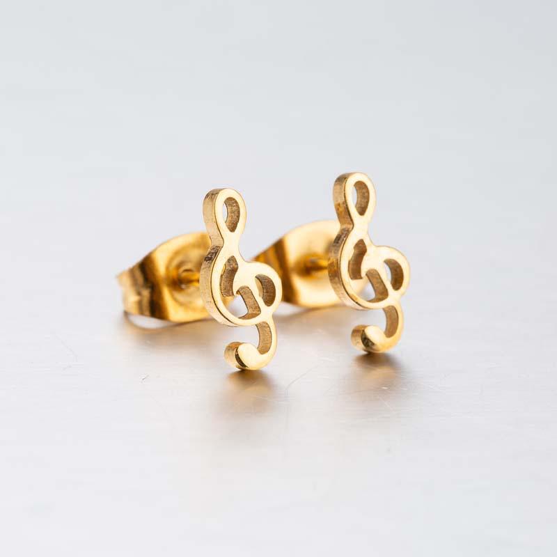 Music Symbol Hollow Stud Earrings - Minimalist Jewelry Accessories