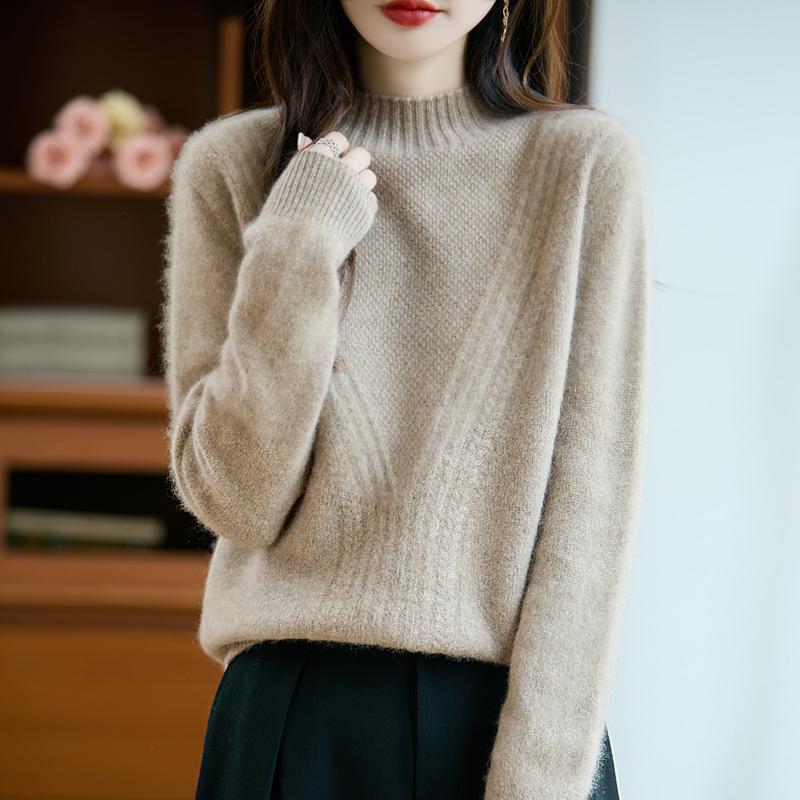 Dámský kašmírový svetr Kašmír Qinghe 30% kašmír 70% vlna podzimní a zimní pulovr hřejivý a módní