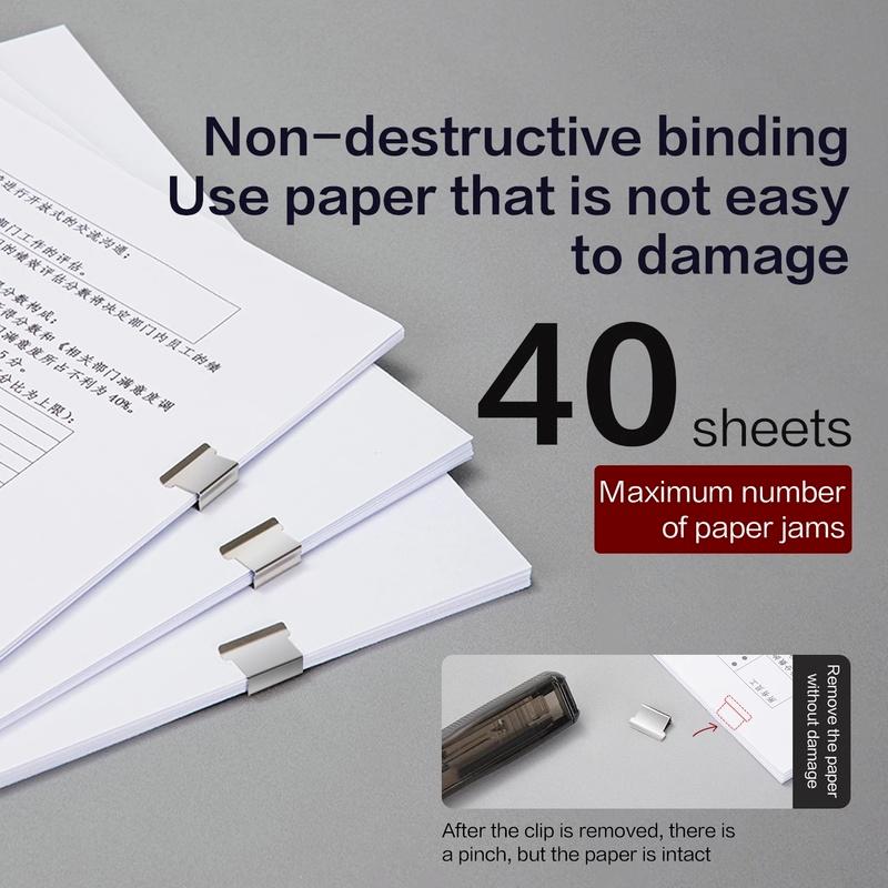 Staple Metal Clip Push Hand Paper Clipper With Refill Fixing Organizing Stapler Reusable Push Clamp For Document File Stationery
