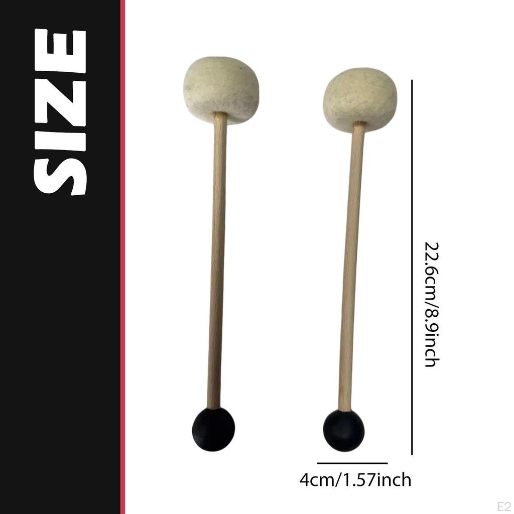 Mallet Set, Doubleheaded Rod, Wooden Handle, Felt Rubber Ball for Various Striking , Ergonomic