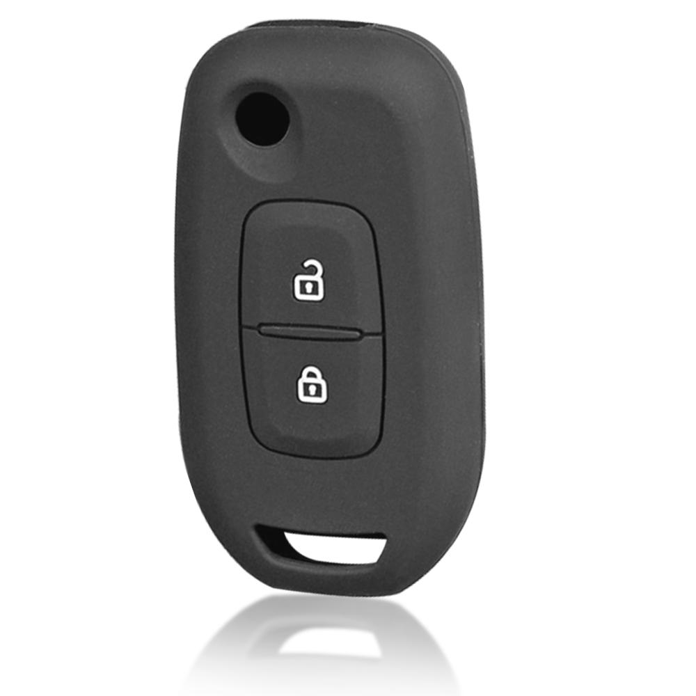 

Silicone Key Cover Cap for Renault Logan 2 Captur Sandero Stepway Duster 2019 2020 2button Car Key Cover Case Car Accessories чорний