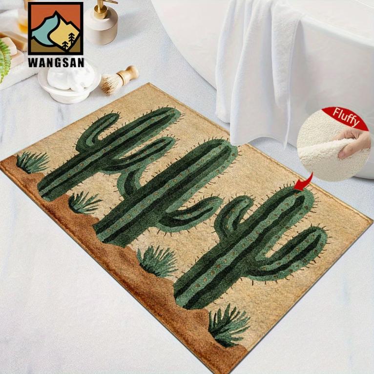 Cactus Flower Embroidery Doormat - Green Floral Cactus Rug for Home Entrance Floor Mat Kitchen Rug Home Decoration