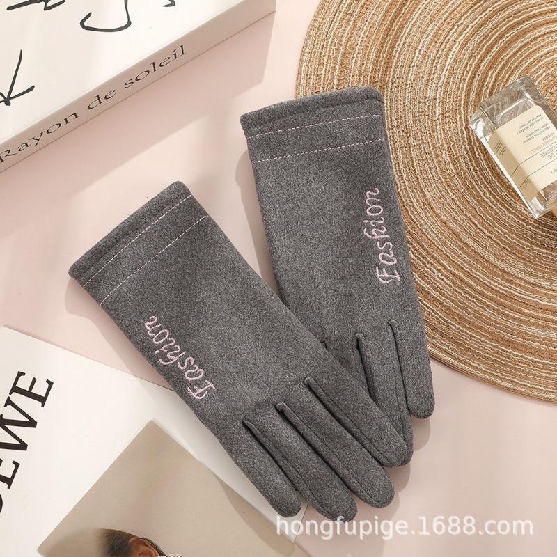 Warm gloves women's fleece cold-proof outdoor riding electric car rabbit down bow autumn and winter gloves