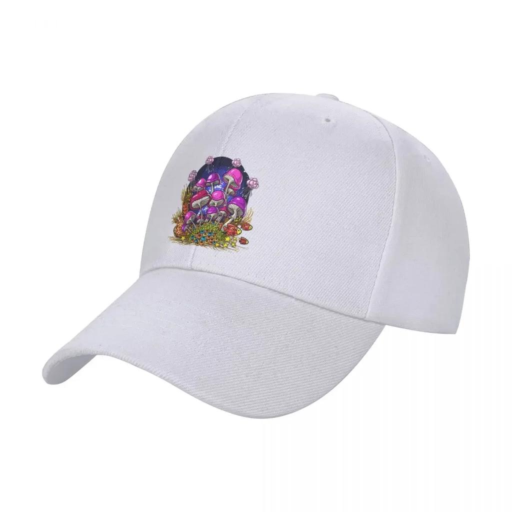 Psychedelic Magic Mushrooms Print Baseball Cap Cotton Adjustable Streetwear Casual Cap for Unisex