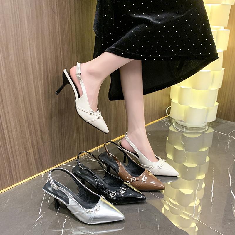 Fashion 2025 Summer New Fashion Women's Sandals Pointed Toe High Heels Sandals Bow Comfortable Patent Leather Women's Shoes Sandalias