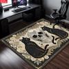 Vintage Black Cat Skull Area Rug, Floral Gothic Print Carpet for Living Room Bedroom,Aesthetic Witchy Floor Mat Home Decor