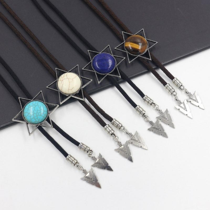 Cool Hexagram Tie Necktie Braided Shoestring Tie Western Necktie Necklace Male Rodeos Costume Accessory