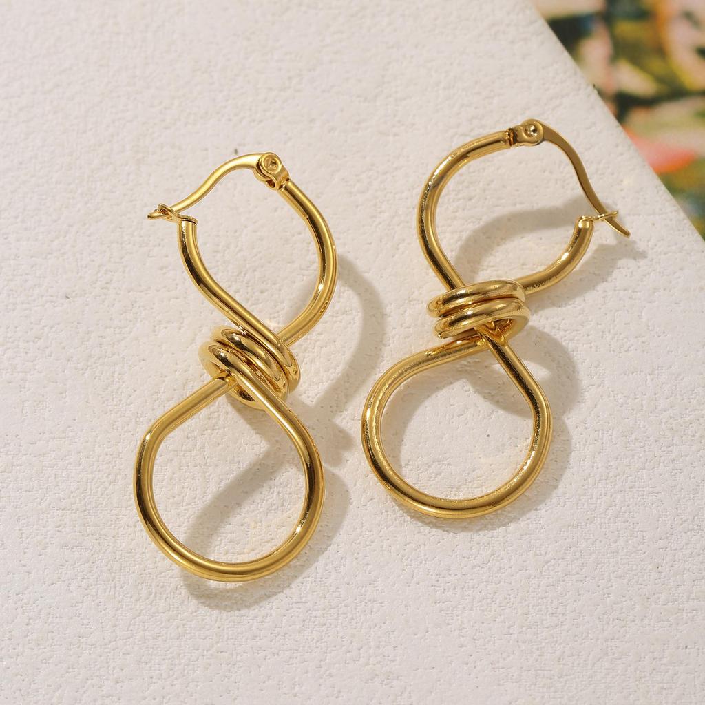 304 Stainless Steel Infinity Knot Dangle Earrings for Women