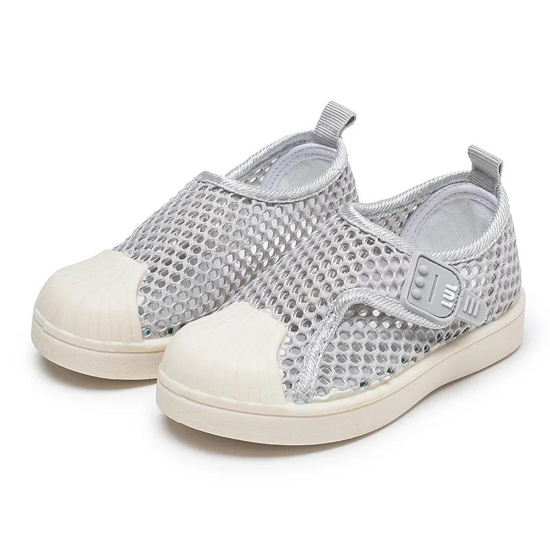 Unisex Kids Flat Shoes for Summer Air Mesh Breathable Net Fabric Sneakers for Boys Girls School Children Casual Shoes Anti-kick