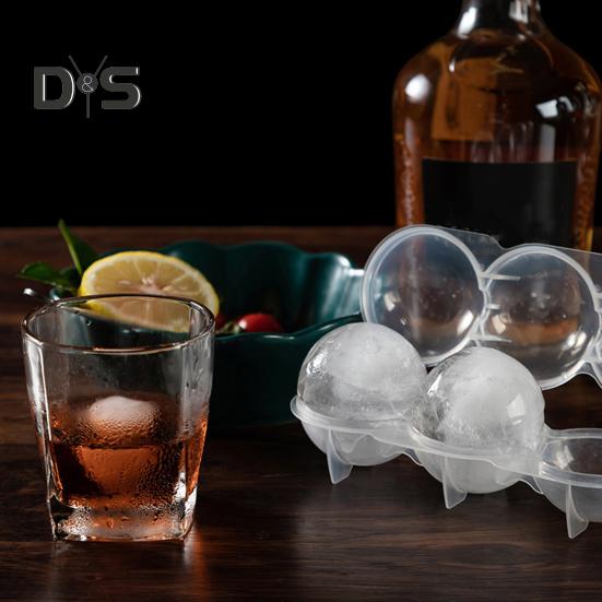 4 szt. Okrągła forma do kuli lodowej z pokrywką Łatwe napełnianie i uwalnianie Formy do kuli lodowej na koktajle Napoje Wolno topiące się kule lodowe do whisky wody soku