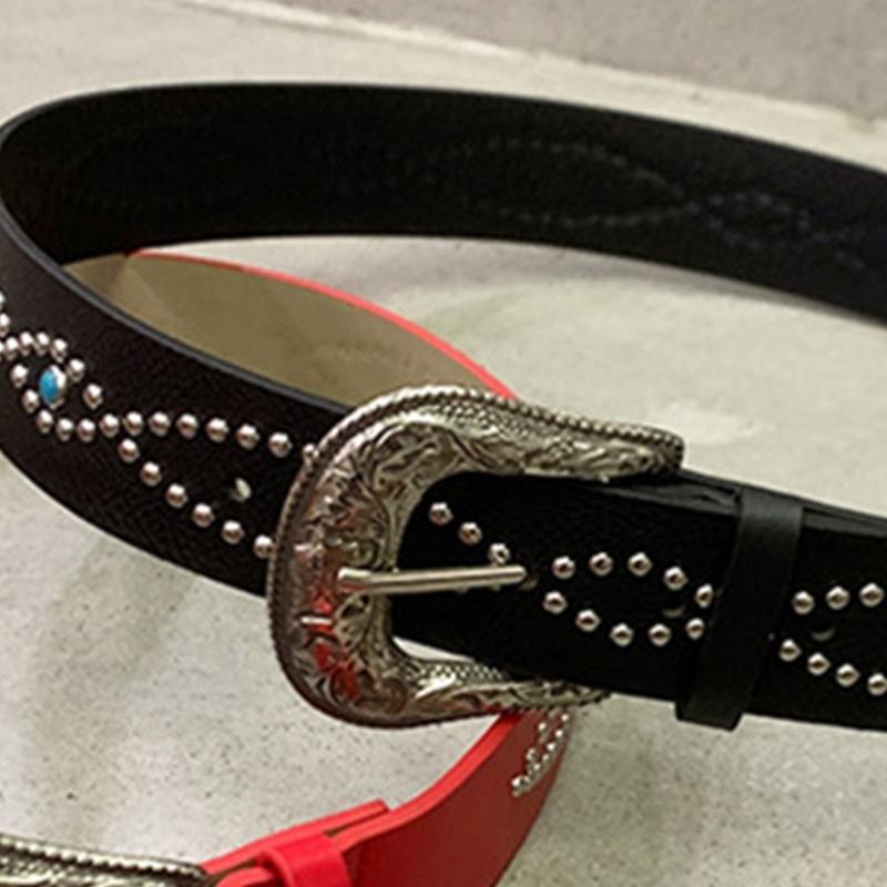 Punk Style Studded Belt Premium PU Leather Adjustable Fashion Accessory For Men And Women