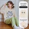 Women's Long-Sleeve Sweet Cartoon Homewear Set with Built-in Bra Pads - Spring/Autumn Cotton