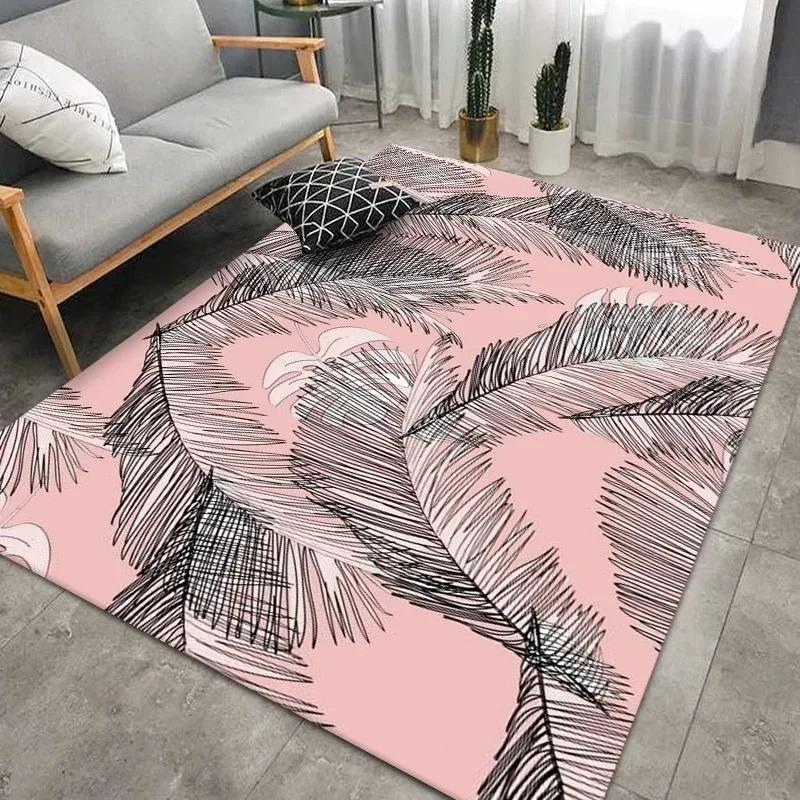 Geometric Feather Carpet for Living Room Modern Art Style Household Table Sofa Bedroom Bedside Area Rug Soft Bedroom Floor Mat