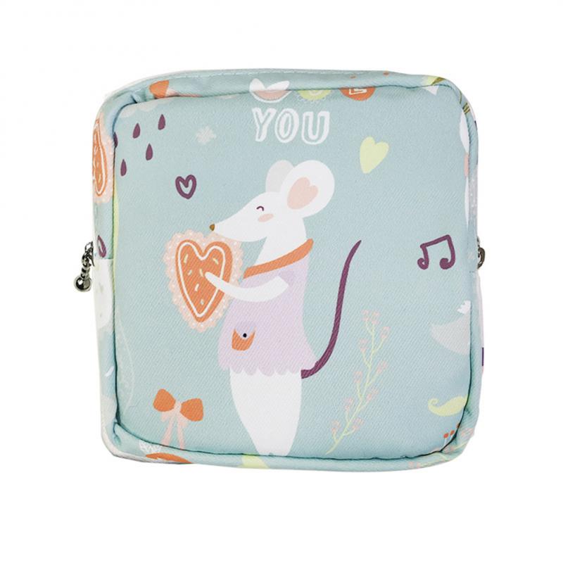 Women Portable Sanitary Napkin Tampon Storage Bag Cotton Travel Makeup Storage Bag Literary Zipper Coin Purse Sundries Storage