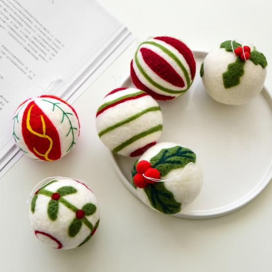 Wool Ball Christmas Ornament Handmade Felt Balls Christmas Tree Hanging Ornaments