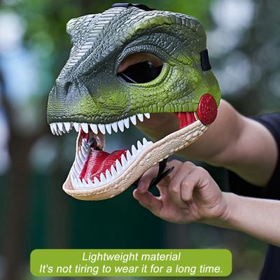 Yousheng Electric Dinosaur Head Headgear with Sound Movable Mouth Screaming Dino Head Halloween Costume Party Cosplay Velociraptor Head Cover Party
