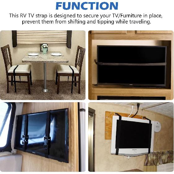 RV TV Straps 74" Anti-Tip RV Furniture Safety Tie Down Solid Straps For Camper Trailer Traveling - 2Pcs Basic