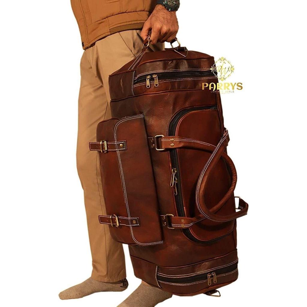 Mens Bag Leather Duffle Travel Luggage Gym Vintage Genuine Weekend Overnight New