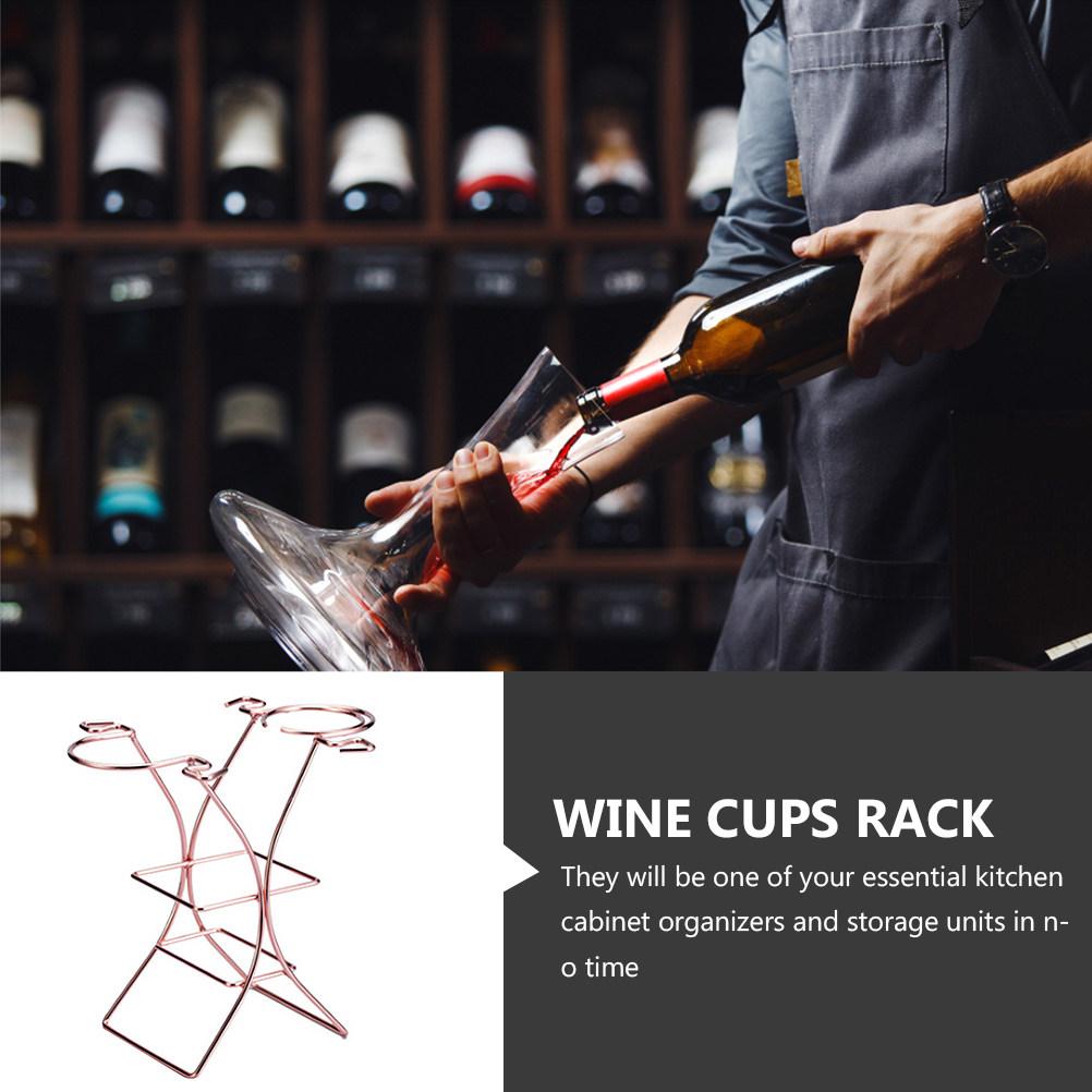 Strong Rust Resistant Iron Wine Glass Holder Rack Modern Minimalist Design for Under Cabinet Display of Wine Cups and Stemware