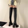 Thigh High Boots Women Over-the-knee High Heels Boots Platform Shoes Chunky Heels Moccasin Black Luxury Designer Elegant Trend