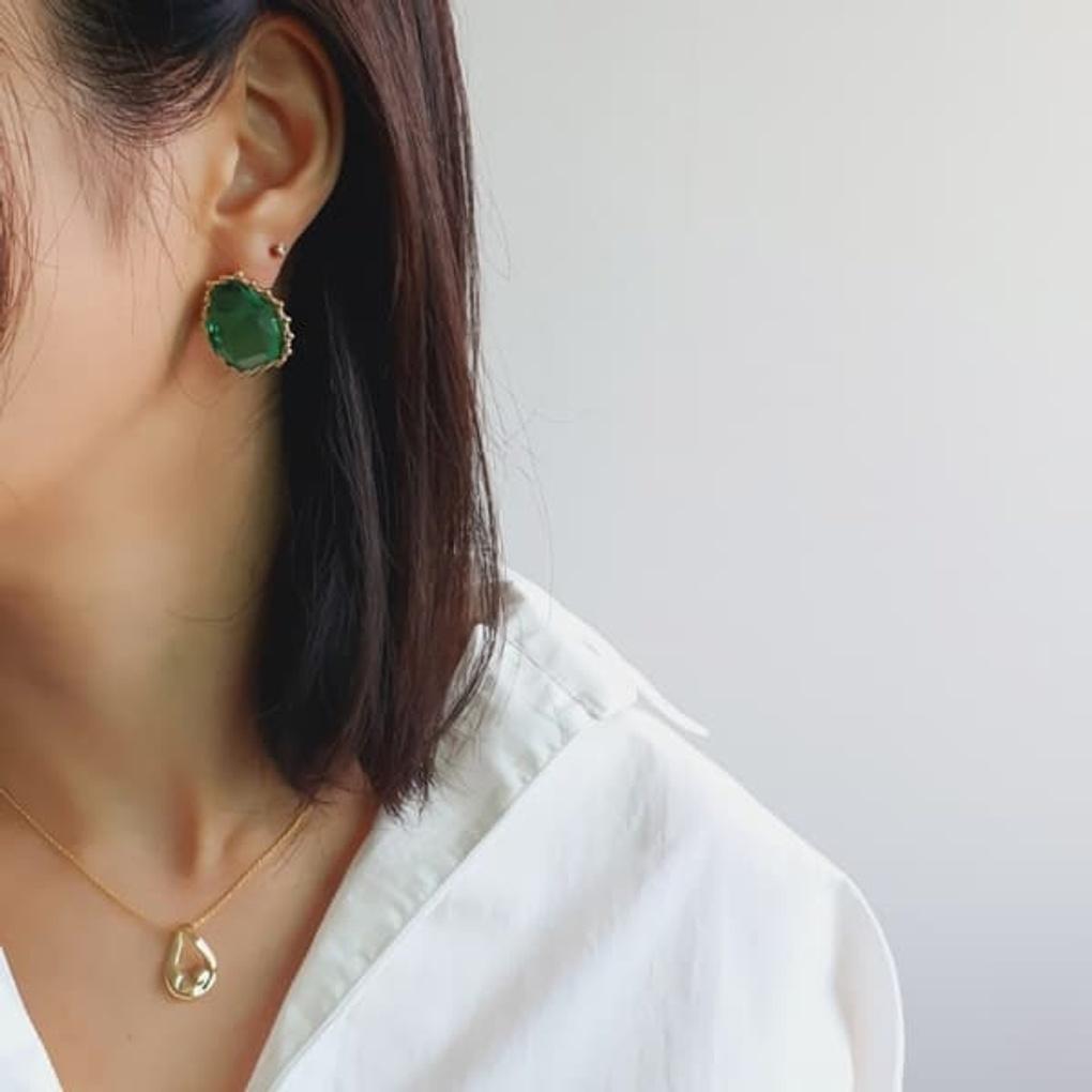 

Women s Daily Transparent Stone Titanium Needle Earrings green