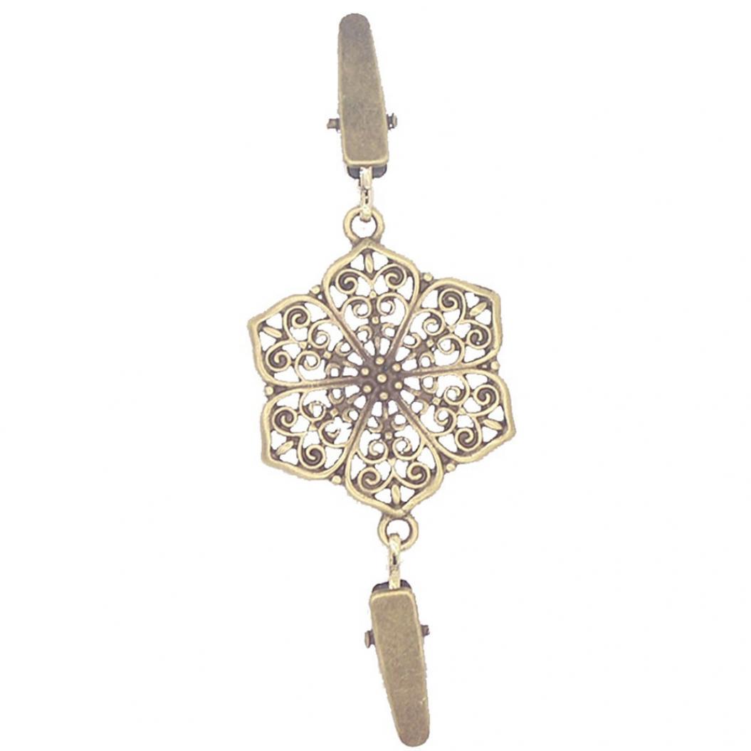 

Винтажный женский свитер с двойным зажимом и полым цветком, воротник рубашки, кардиган, клипса античный бронзовый