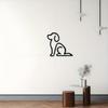 Metal Wall Art Sitting Dog Plaque Black Line Art Decor for Home Indoor Outdoor Gift Pet Lovers