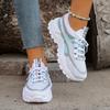 Women's Colorblock Knitted Sneakers Stylish Breathable Low Top Running Trainers, Comfy Outdoor Sports Shoes Plus Size