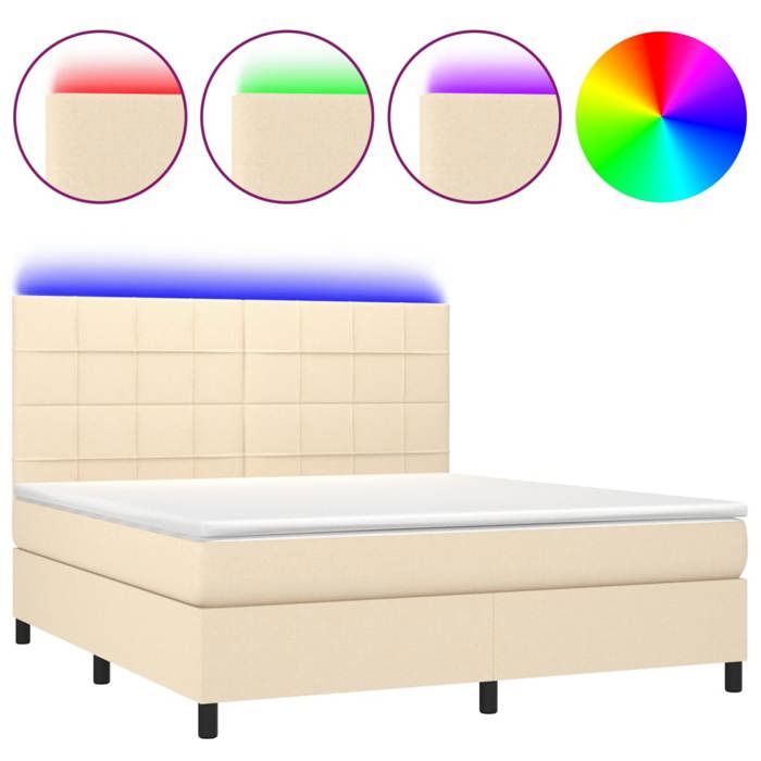 VidaXL Sommier à Lattes de Lit avec Matelas et LED, Lit Rembourré, Lit Double, Lit Adulte de Chambre à Coucher Intérieur, 3134898