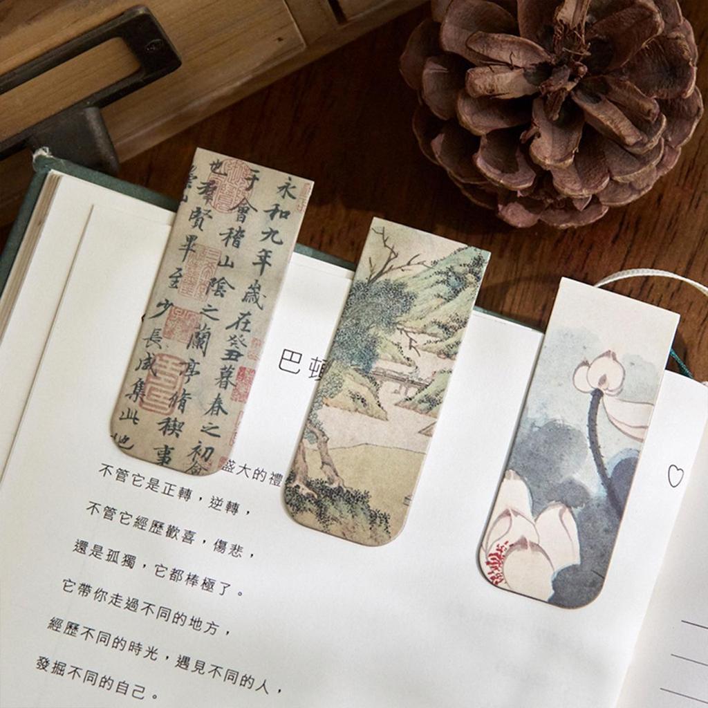 Zaomo Retro Chinesischer Stil Magnetische Lesezeichen - Die fließenden Jahre Serie, 4 Stück.