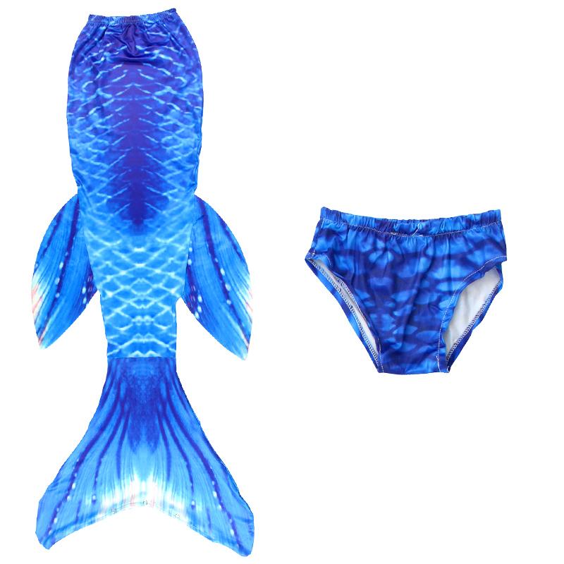Kinder Zeemeermin Zwempak Badpak Zeemeermin Prinses Cosplay Kostuum voor Meisjes Zwemkleding met Korte Broek voor Zwembadfeest 130(7-8 Years) blue