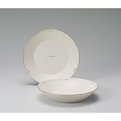 JILL STUART Plate Set, 22cm, White, Ribbon Pattern, Stylish and Cute Deep Plate, Made In Japan, Gift Boxed, 41635-33355