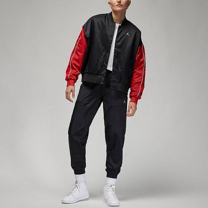 Jordan Colorblock Logo Embroidery Baseball Jacket Women Outerwear Black DV1414-010