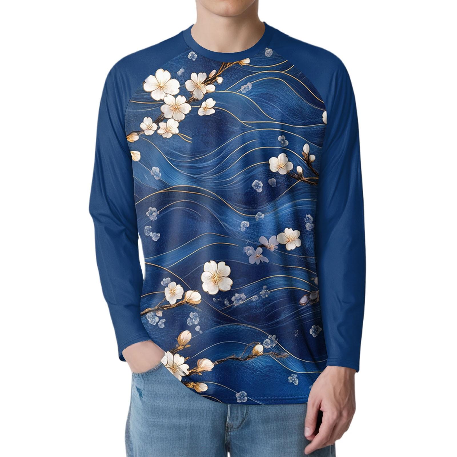 

Мужская мода принтованный реглан длинный рукав спортивный топ XXL