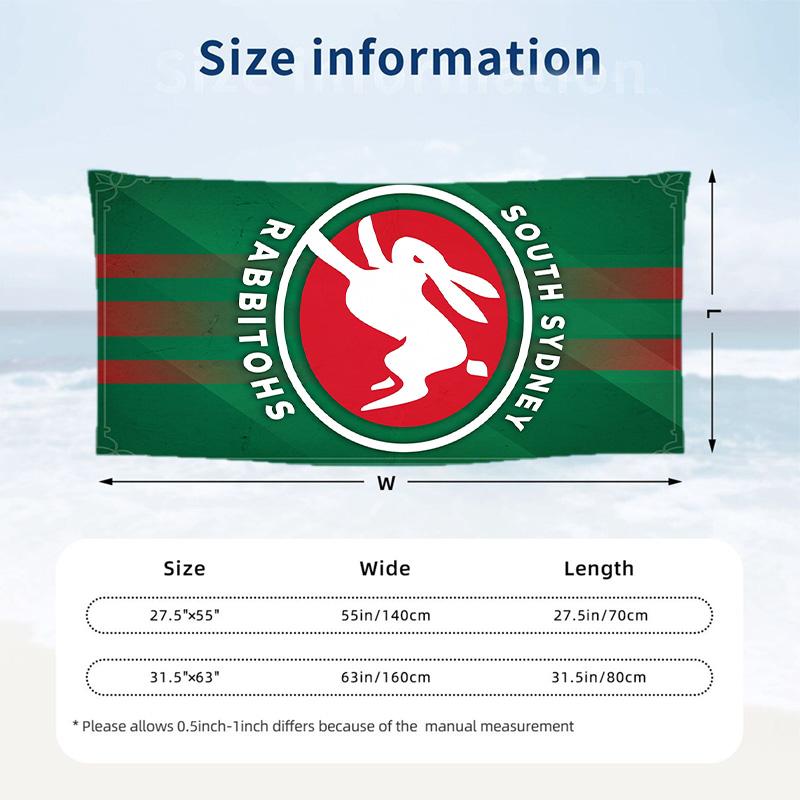 South Sydney Rabbitohs Mode Strandtuch Tragbar Weich Schnelltrocknend Handtuch Für Schwimmen Camping Urlaub